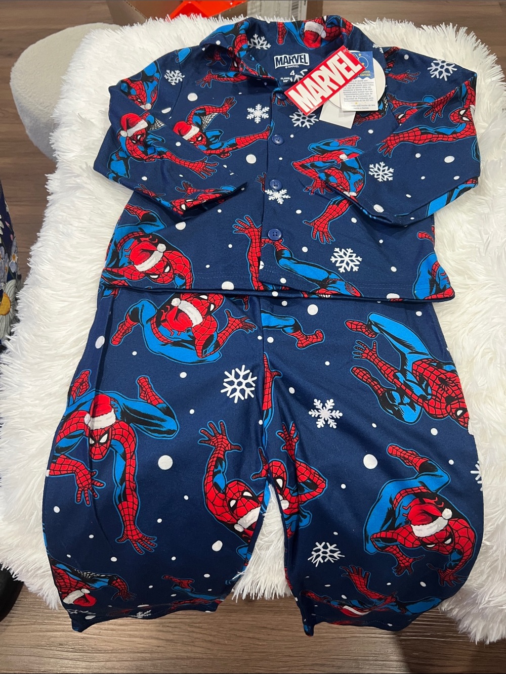 Marvel Boys Navy, Red & Blue Spider-Man Holiday Pajama Set